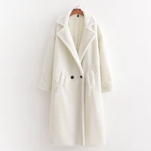 RR Solid Fleece Wool Coats Women Fashion Winter Thick Long Jackets Women Elegant Double Breasted Coats Female Ladies KA