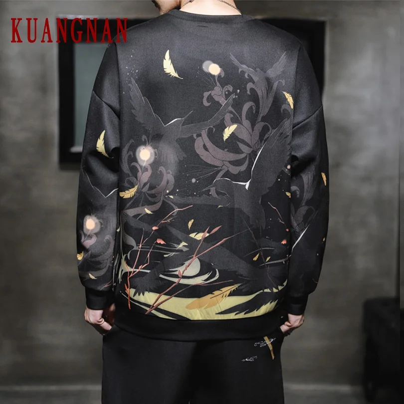 KUANGNAN, китайский стиль, толстовка, Мужская Уличная одежда, хип-хоп, Harajuku, толстовки, Мужская одежда, мужская толстовка, 5XL, осень, новинка