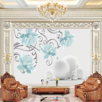 

Milofei manufacturers custom 3D stereo round lotus background wallpaper mural