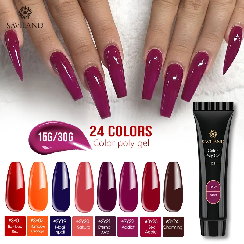  SAVILAND Color Poly Gel Finger Extension Quick Extension Nail Art Design Poly Gel Red Blue Yellow L