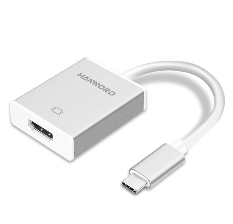 Hannord USB C к HDMI адаптер 4K Кабель USB 3,1 тип-c к HDMI адаптер для мужчин и женщин для MacBook Pro samsung Galaxy S10/S9 - Цвет: Silver