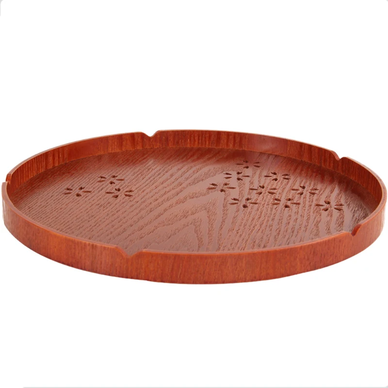 Solid Wood Round Tray Japanese Cherry Tray Home Hotel Tableware Plate Fruit Snack Tray