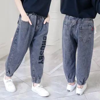

New Arrival Girls Jeans Spring Denim Pants for Teenage Girl Cotton Kids Letter Print Cowboy Trousers Ripped Jeans for Children