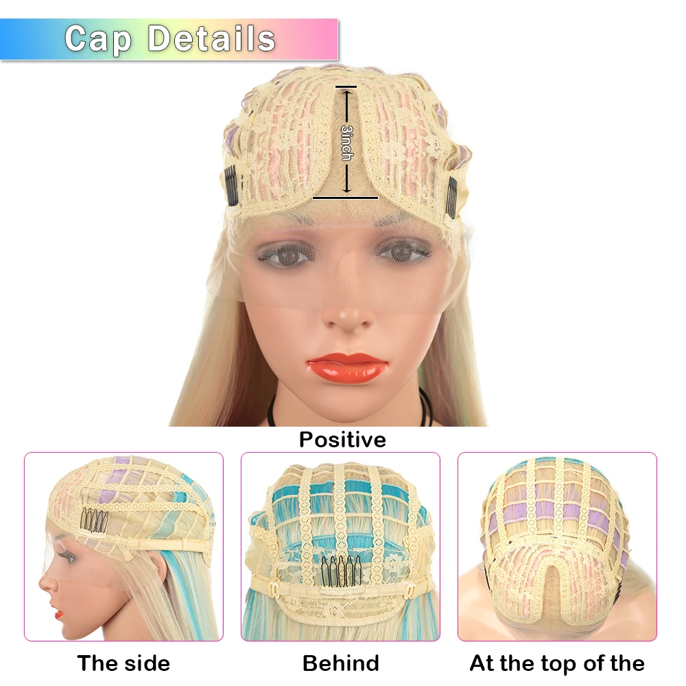 30 дюймов длинные прямые синтетические кружева спереди парик Ombre Розовый Синий Фиолетовый Косплей парики для черный/написать женские волосы Expo City