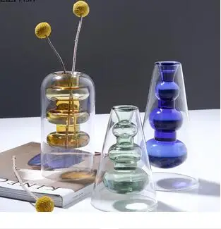 

NORDIC VASE DECORATION HOME GLASS VASES MULTICOLOR TRANSPARENT HYDROPONIC FLOWER POT FLOWER INSERT LIVING ROOM DESK ADORNMENT