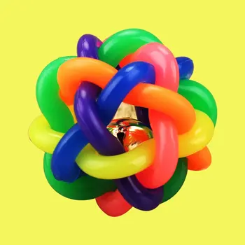 

Colorful Rubber Dog Toys Pet Dog Cat Toy Round Woven Ball with Small Bell Toys For Dog Cat Kitten Interactive Toy