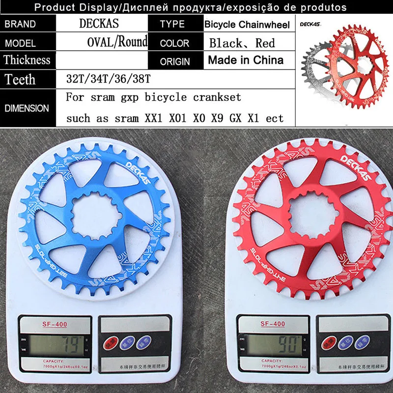 DECKAS GXP MTB Chainring RoundOval Chain Ring Mountain Bike Road Bicycle Chainwheel 32343638T SRAM GXP XX1 XO1 X1 GX XO X9 (11)