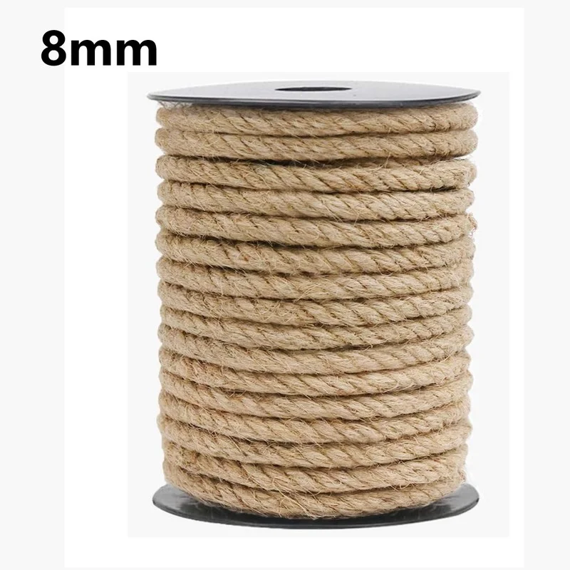 8mm Natural Jute Rope Heavy Duty Twine Hemp Twisted Cord Macrame String DIY Craft Handmade Decoration Pet Scratching jute rope,macrame cord