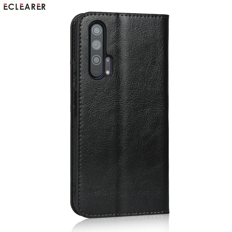 Чехол-Кошелек ECLEARER для huawei Honor 20/Pro, роскошный чехол из натуральной кожи для Honor 20/Pro, винтажный Чехол-книжка с отделением для карт - Цвет: Черный