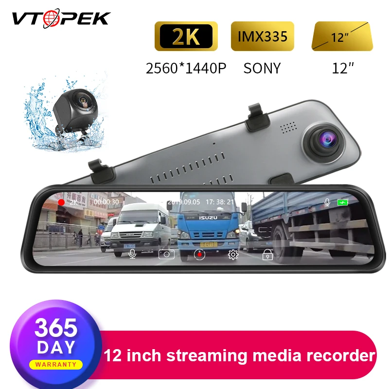

Vtopek 2K Ultra HD Mirror Car Recorder DVR Auto Dash Cam Reverse Car dvr camera Registrar Night Vision Loop Recording