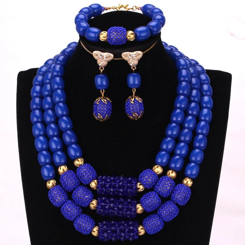 Dudo Store African Jewelry Set New Designs 3 Layers Artificial Coral Beads Jewellery Set 2019 With Gold Beaded Balls 3 Pieces - Image 5