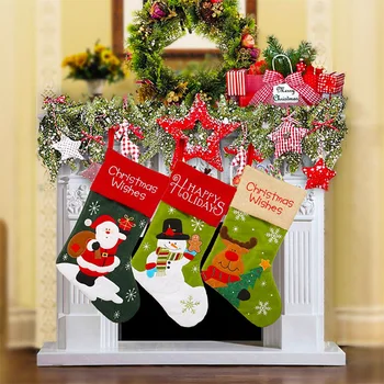 

Christmas Decorations Embroidered Christmas Socks Gift Bag Snowman Old Man Deer Christmas Socks Embroidered Christmas Socks Gift
