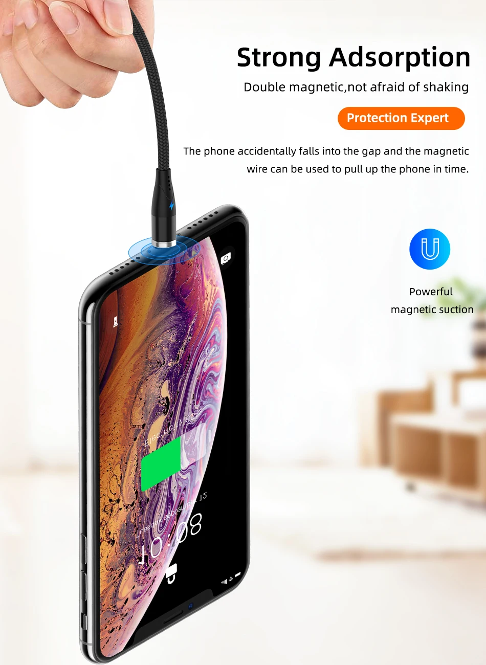 5А Магнитный кабель type C провод для быстрой зарядки для huawei Mate30Pro Supercharging Micro USB 8 Pin Магнит USB Kable для Iphone X Xs