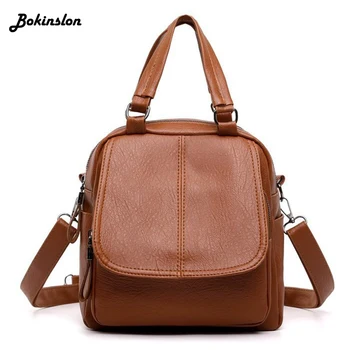 

Bokinslon Casual Student Backpack Male Drawstring Oil Wax Canvas Bag Diagonal Man Travel Backpack