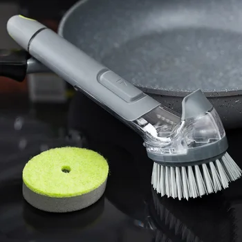 

Dish Brush with Soap Dispenser Pot Scrubber Sink Pan Brush Kitchen Tools Kit AIA99