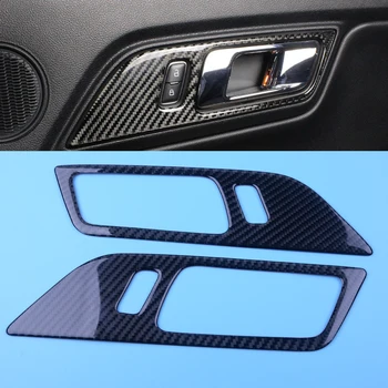

2PCS/Set Black Carbon Fiber Interior Door Handle Overlay Cover Trim Fit for Ford Mustang 2015 2016 2017 2018 Car styling