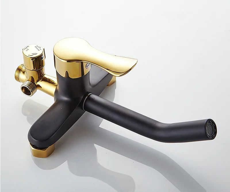Rainfall Shower Set Bath and Shower Faucet Mixer Tap With ABS Shower Head Gold and Black Bath& Shower Faucet Set Bathtub Faucet