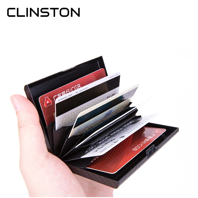 New RFID double aluminum credit card box anti-degaussing automatic bank holder men and women metal business | Багаж и сумки