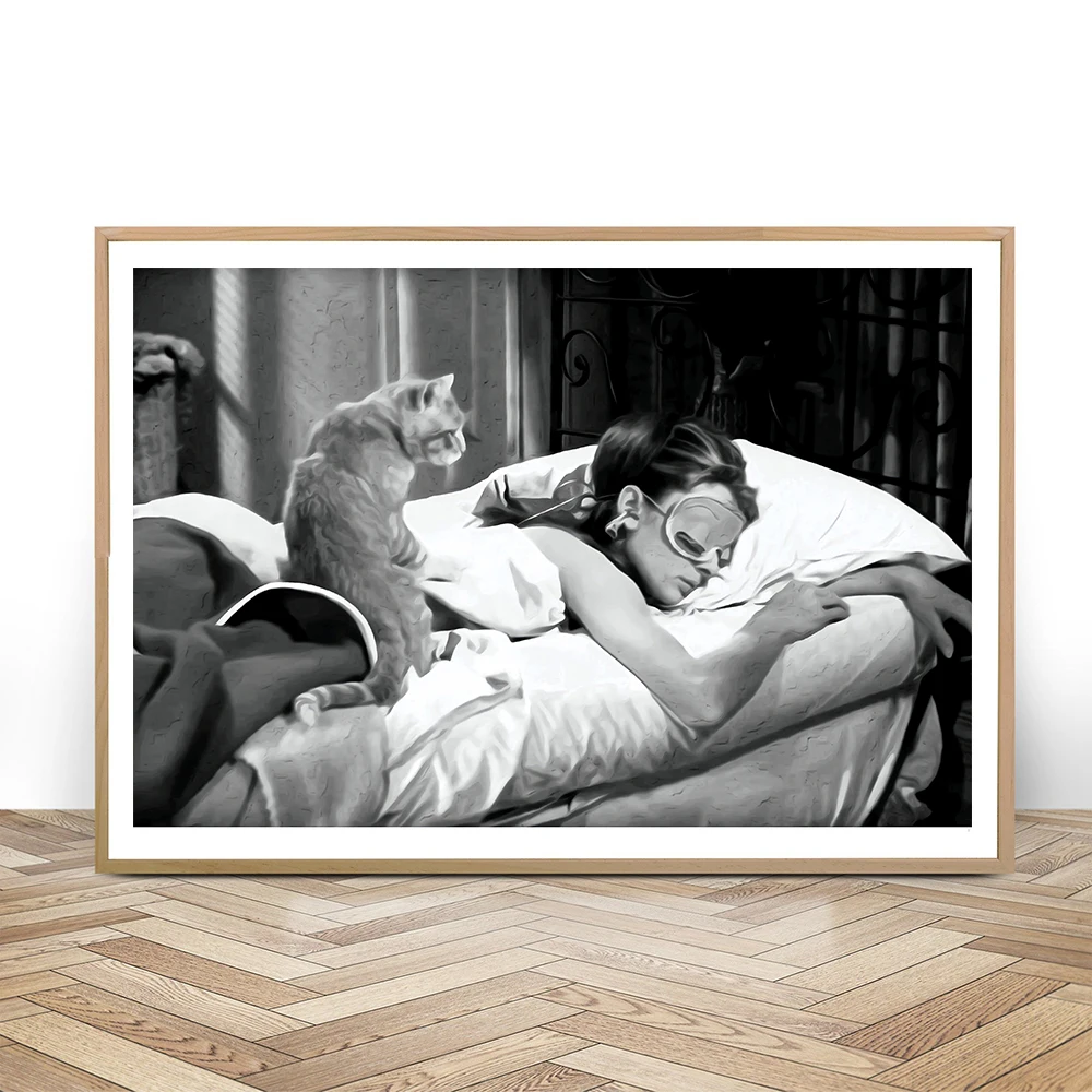 

Audrey Hepburn Black and White Wall Art Canvas Painting Movie Poster Vintage Posters And Prints Wall Pictures For Living Room