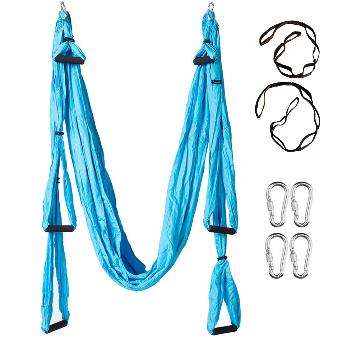 Blue Inc Aerial Yoga Hammock Anti-Gravity In-Door Belt Parachute Set inc Ceiling Fixing 
