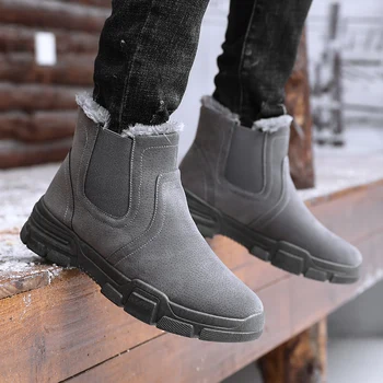 

Men Boots Winter Warm Snow Boots Men's Faux Suede Ankle Fur Boots For Male Winter Shoes Botas de hombre Non-slip Plush Shoes
