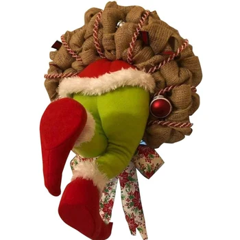 

Burlap Wreath Thief Design Christmas Door Fireplace Xmas Tree Decorative Pendent Garlands Hanging Ornament New Year Home Decor
