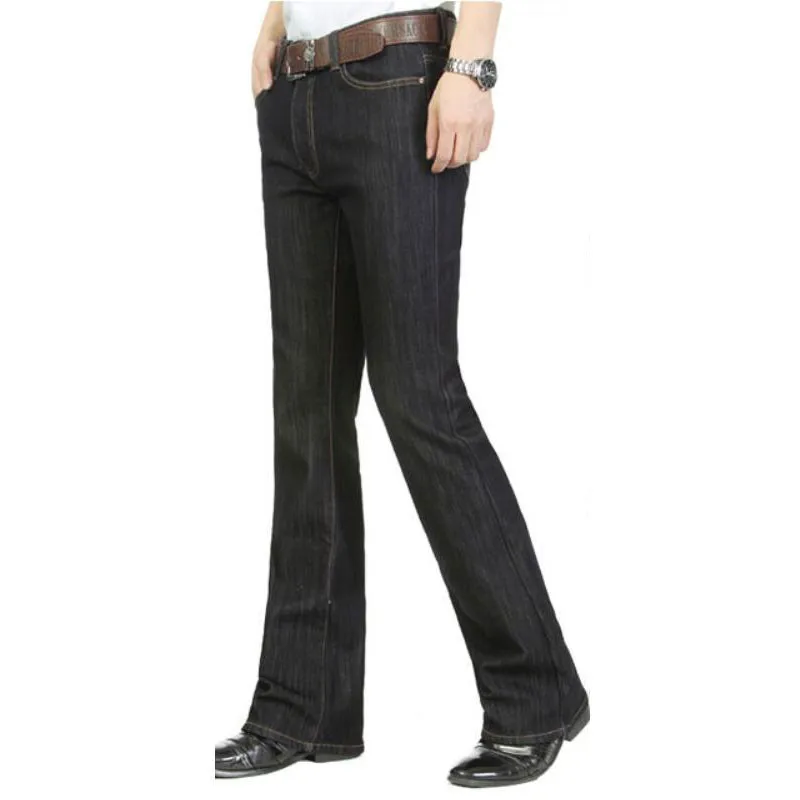301 Black gray Осенние и зимние новые мужские микро-роговые джинсы, стрейчевые, тонкие, средняя посадка, маленькие, расклешенные, Стрейчевые джинсы, мужские толстые плюс вельветовые джинсы - Цвет: 301 Black gray