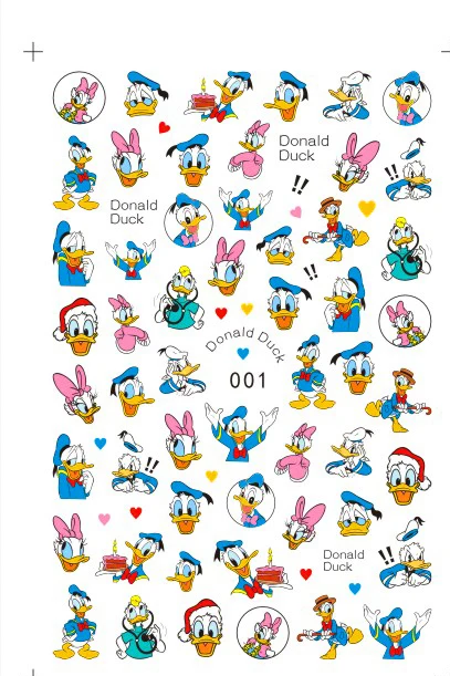 1PCS Disney Cartoon Anime Collection Star Design Nail Sticker Mickey Mouse Donald Duck Lion King Mermaid Stitch Nail Slider D001