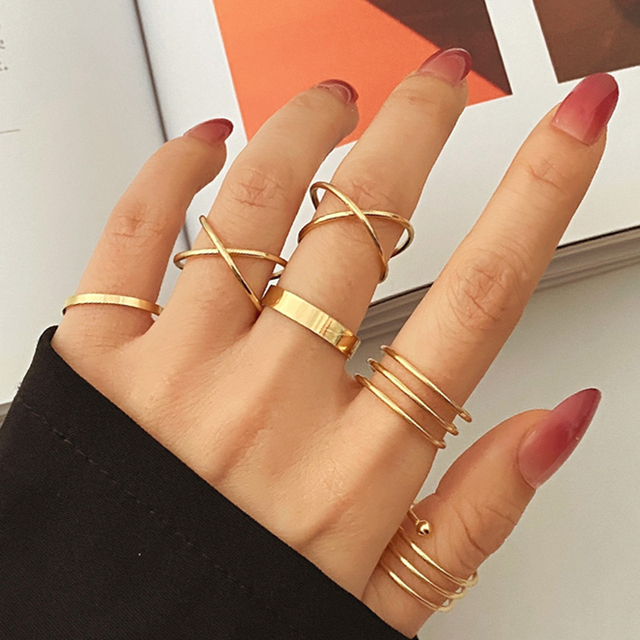 Black Finger Rings For Women Men Simple Chain Ring Set Fashion Rings 2022 Trend Friend Gifts Party Knuckle Jewelry Party