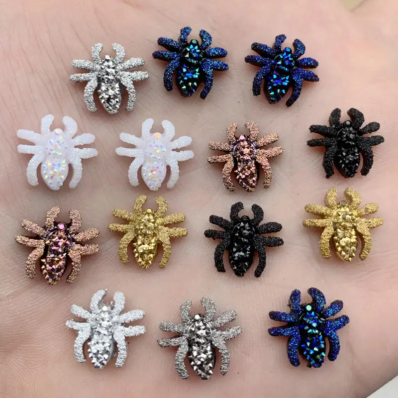 

30Pcs 13mm 3D Spider Design Resin Rhinestones Glitter Halloween Rose Gold DIY Decorations Accessories