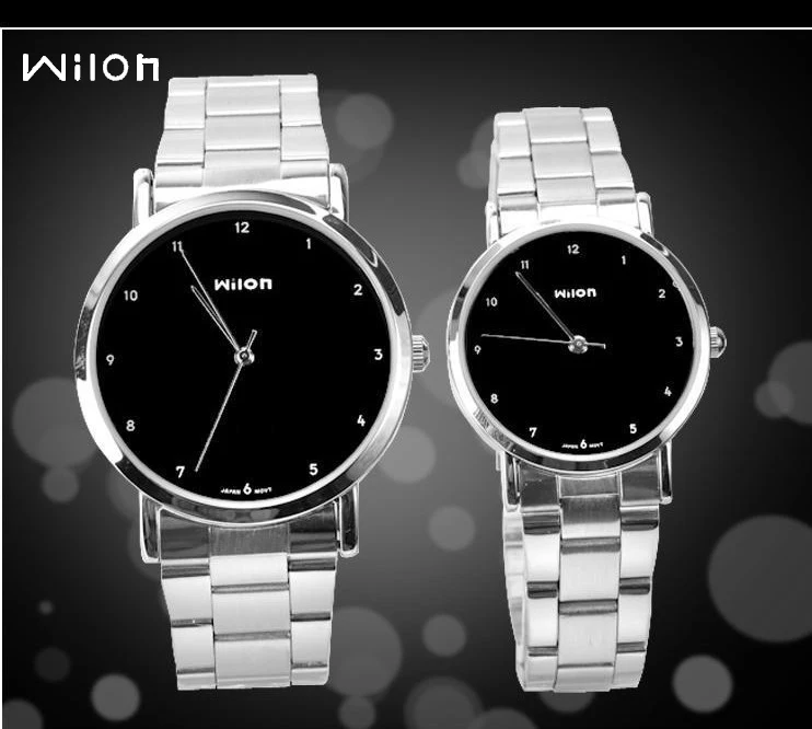 

Fashion Brand Couple Watch Wilon Waterproof Wrist Watches Simple Style Stainless Steel Quartz Watch Relojes Para Hombre 906
