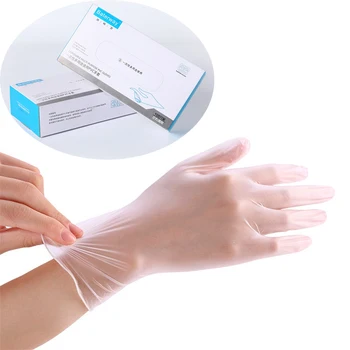 

100PCS PVC Gloves Food Grade Disposable Waterproof Allergy Anti-static Gloves For Food Cleaning Cooking Kitchen Work Gloves