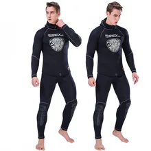 Long-sleeved split wet suit with head cover 5mm thick wet suit suit wet suit two-piece fishing suit fishing hunting suit surfing