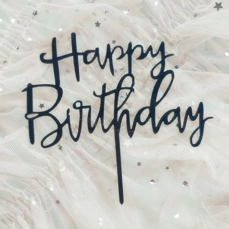 blackbirthday Золотой Фламинго акриловый торт Топпер С Днем Рождения Кекс Топпер для детского душа Русалка Единорог украшения для торта для вечеринки - Цвет: blackbirthday