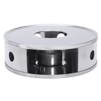 

Candle Base Heater Silver Round Coffee Teapot Warmer Trivets Stainless Steel Dish Practical