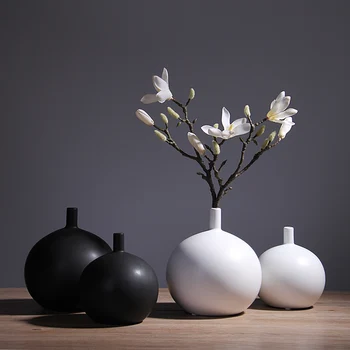 

Nordic Minimalist Style Pure White Vase Decoration Ornaments Modern Home Black and White Matte Ceramic Furnishings