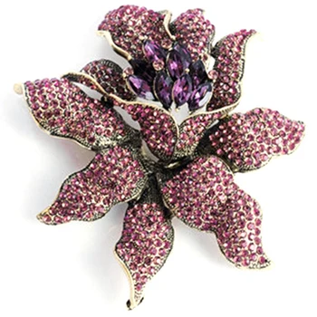 

Vintage Style Brooch Purple Rhinestones Crystal Orchid Brooch Pin Fashion Woman Flower Brooches Purple