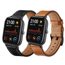 Ремешок для часов Amazfit GTS, ремешок из натуральной кожи, браслет для Huami Amazfit Bip Lite GTR 47 мм, браслет GTS Pace Stratos 22 мм