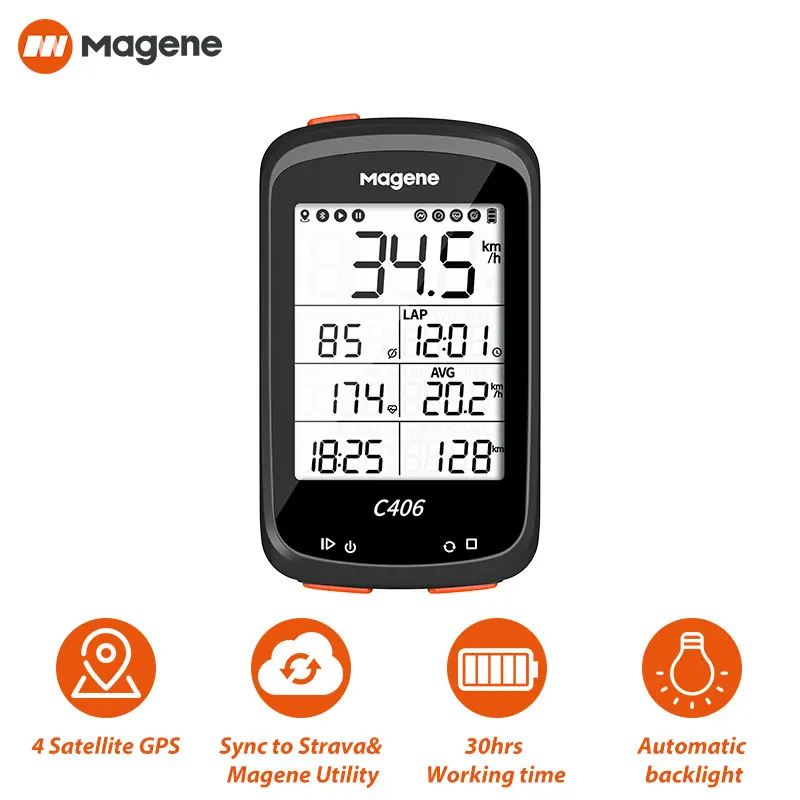 Magene C406 Bike Computer GPS Wireless Smart Speedometer Road MTB Bicycle Monito Stopwatchring Bluetooth ANT+ Cycling Data Map