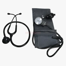 All Black Medical Cardiology Doctor Stethoscope and sphygmomanometer Professional Medical Nurse Student Medical Equipment Device