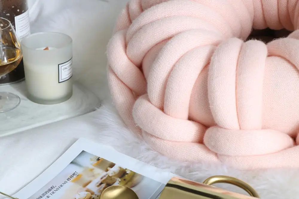 Battilo Handmade Knot Ball Plush Throw Pillow Donut Sofa Accent Pillow Seat Cushion- Home Office Sofa Decor Battilo Handmade Knot Ball Plush Throw Pillow Donut Sofa Accent Pillow Seat Cushion- Home Office Sofa Decor