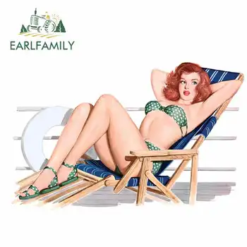 

EARLFAMILY 13cm x 8.2cm For Sexy Pin Up Girl Personality Creative Stickers Car Assessoire Car Stickers And Decals Vinyl Material