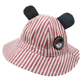 

Striped Baby Bucket Hat 2020 Spring New Infant Kids Boys Girls Windproof Basin Cap with Ultra Wide Brim Chinstrap Stay On Cute