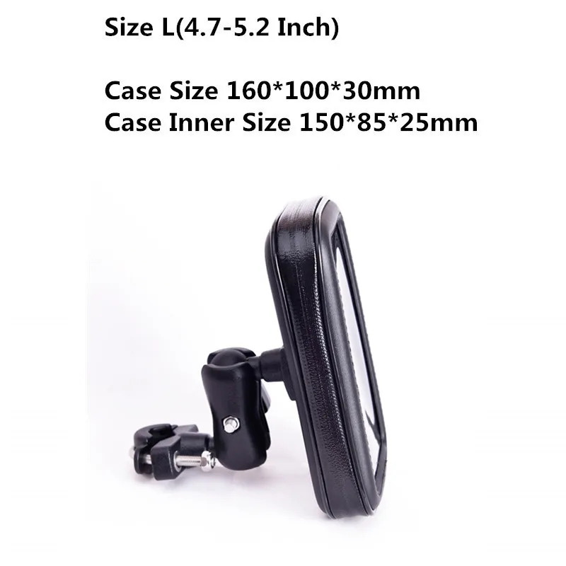 Size L Waterproof водонепроницаемый держатель для телефона мотоцикла универсальный велосипед Байк крепление, для сотового телефона руль сумка с вращением на 360 для смартфона - Цвет: Size L