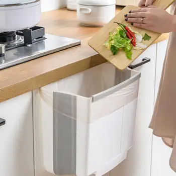 

Wall Mounted Folding Trash Can Excellent Craftsmanship Well Enduring Kitchen Cabinet Door Hanging Waste Storage Bucket