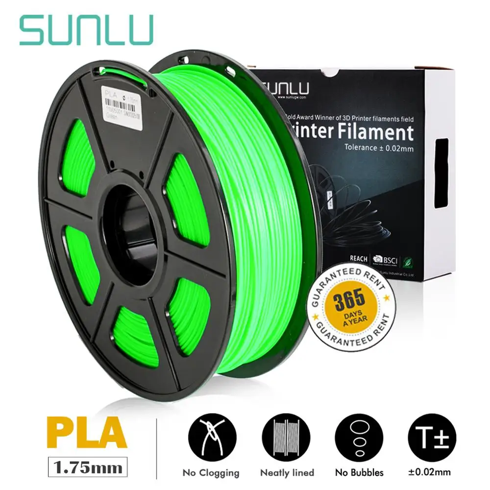 SUNLU PLA 3D-принтеры нити мягкий светящийся в темноте PLA 1,75 мм 1 кг/2.2LB с катушкой разложению нити для 3D-принтеры