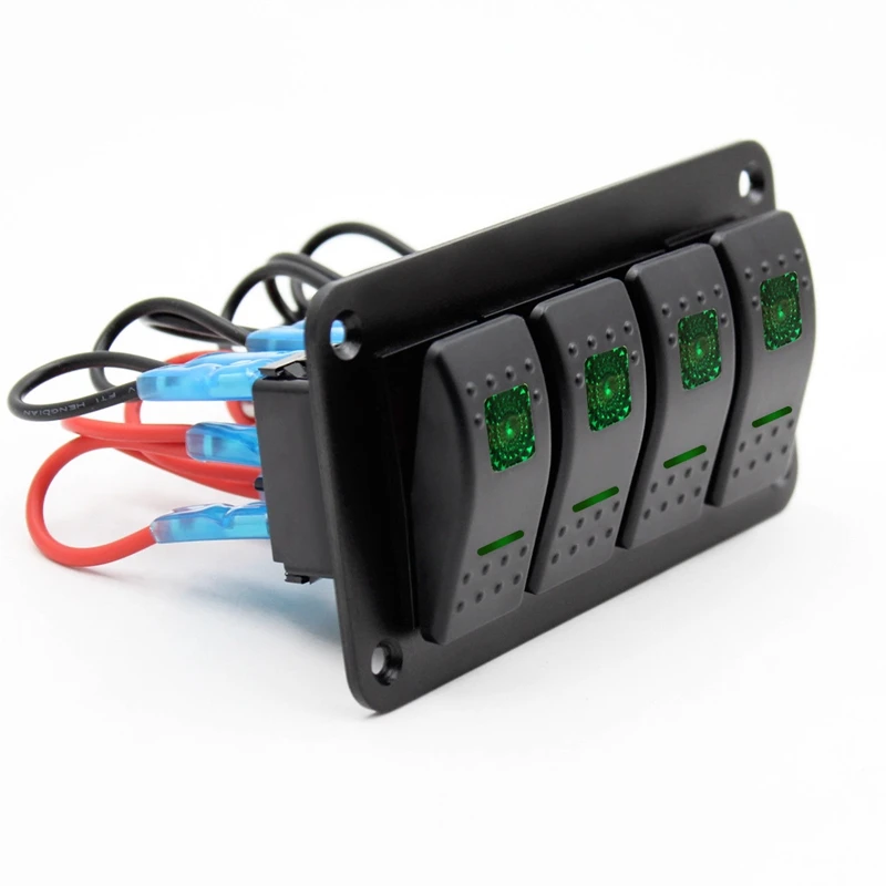 12 V 24 4 Gang зелёный переключатель Панель автомат защити цепи лодка морской