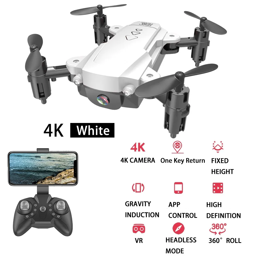 H16 2,4G 4K HD камера Квадрокоптер WiFi fpv высота удержания Складной Микро Карманный Дрон с селфи Квадрокоптер дети игрушки Jouets# J - Цвет: White 1
