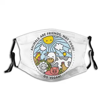 

Go Vegan Animals Friends Non-Disposable Face Mask Anti Haze Dustproof Protection Cover Respirator Muffle Mask with Filters