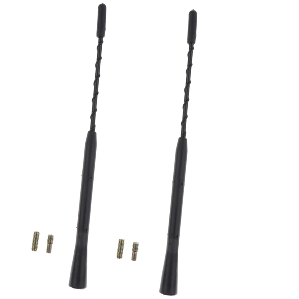 2x 9 In Stubby Car Auto Antenna AM / FM Radio Antenna Mast Screw Type Universal